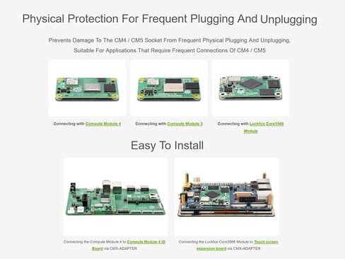 لوحة محول حماية الواجهة CM5 / CM4، متوافقة مع وحدة حساب Raspberry Pi 5/4 Lite/EMMC، حماية مادية للتوصيل والفصل المتكرر لمقبس CM4 / CM5 in Kuwait