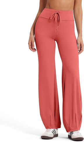 MOOSLOVER Women Bubble Yoga Pants Drawstring Fold Over Flare Leggings Pilates Casual Lounge Pant in Saudi Arabia