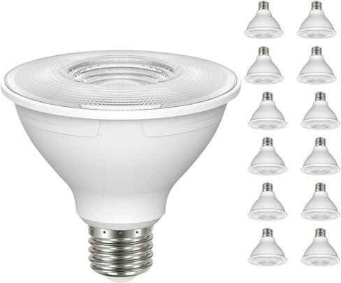 مصباح Satco LED PAR30S بقدرة 8.5 وات 75 وات مكافئ 4000 كلفن أبيض بارد 90+ CRI 40 درجة زاوية شعاع قابلة للتعتيم وقاعدة متوسطة 120 فولت تشطيب شفاف - الجزء S22213 (6 عبوات) in Kuwait