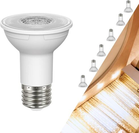 مصباح Satco LED PAR20 بقدرة 5.5 وات 50 وات يعادل 4000 كلفن أبيض بارد 90+ CRI 40 درجة زاوية شعاع قابلة للتعتيم وقاعدة متوسطة 120 فولت تشطيب شفاف - الجزء S22211 (عبوتان) in Kuwait