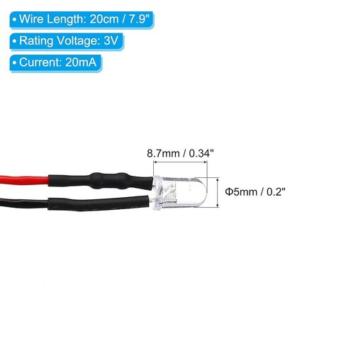 Generic 5 مم LED ضوء ثنائي، 12 قطعة 3 فولت تيار مستمر سلكي مسبقًا مصابيح LED صغيرة لمبة باعثة للضوء لإضاءة مؤشر RC DIY، الضوء الأزرق in Kuwait