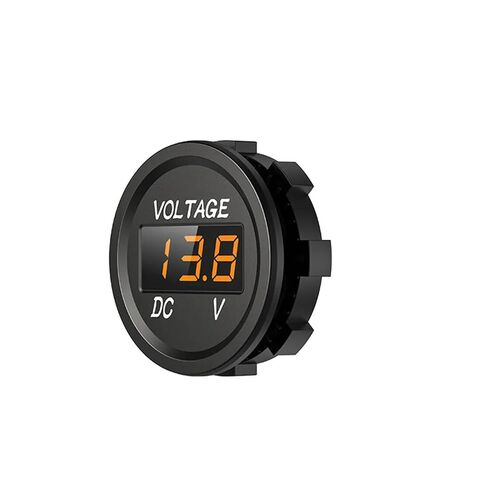 1pc Mini Round Waterproof Waterwheel Ship Motorcycle 5-48V LED Panel Digital Voltmeter Tester Display Voltmeter(White) in Kuwait