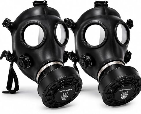 Full Face Respirator Mask (2) Pack Masks – (2) 40mm Premium Filters Face Mask with Wide Anti-Fog Lens, Adjustable 5-Point Head Harness, Premium Rubber Seal, Reusable Protective Mask in Kuwait