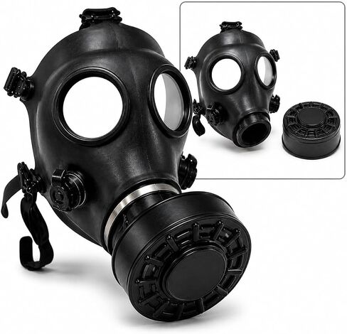 Full Face Respirator Mask (2) Pack Masks – (2) 40mm Premium Filters Face Mask with Wide Anti-Fog Lens, Adjustable 5-Point Head Harness, Premium Rubber Seal, Reusable Protective Mask in Kuwait