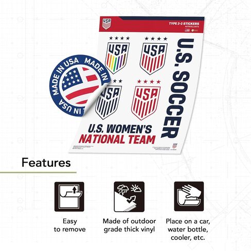 ملصق كرة القدم الأمريكية لصبار الصحراء USWNT الولايات المتحدة الأمريكية الفريق الوطني للسيدات ملصق من الفينيل زجاجة مياه للكمبيوتر المحمول وسجل قصاصات السيارة T2 (الولايات المتحدة الأمريكية لكرة القدم من النوع 2-2) in Kuwait
