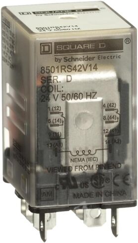 Schneider Electric Square D Miniature Plug in Relay, Harmony 8501R, SPDT, 8 Blades, Coil, 15A Resistive at 120V AC, 1HP at 277V AC, 2NO + 2NC, 24V AC in Kuwait