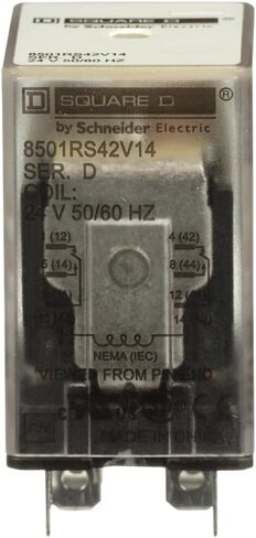 Schneider Electric Square D Miniature Plug in Relay, Harmony 8501R, SPDT, 8 Blades, Coil, 15A Resistive at 120V AC, 1HP at 277V AC, 2NO + 2NC, 24V AC in Kuwait