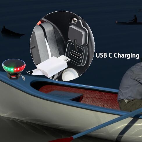 أضواء ملاحة القارب تعمل بالبطارية مع USB C أو شحن بالطاقة الشمسية (أضواء ثلاثية الألوان) in Kuwait