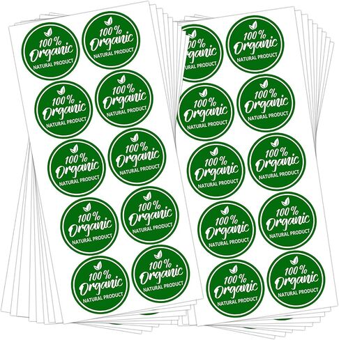 100 Percent Organic Label Stickers,1.25 Inch Adhesive Round Food Labels for Food Package, Box, Bags,Envelope Sealing (500 Pcs) in Kuwait