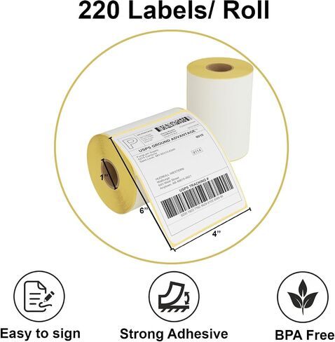BrightMark - 4" x 6" Direct Thermal Shipping Labels – 220 Labels/Roll – for Postage – Strong Adhesive – Works with Rollo, Zebra, Jiose, MUNBYN, Brother (Not Compatible with Dymo Printers) in Kuwait