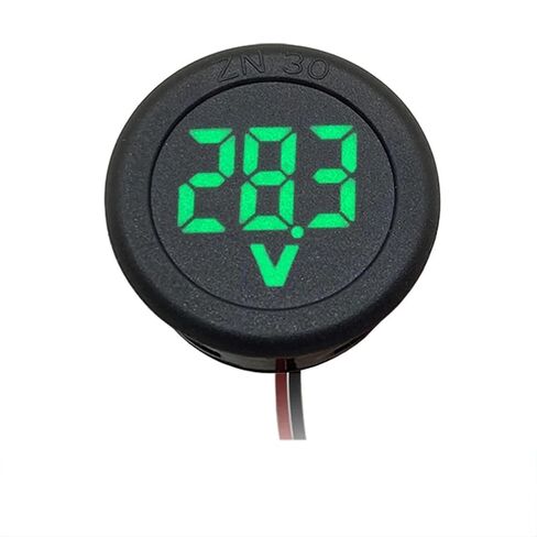 1pc 4-100V LED Digital Display Round Two-Wire Voltmeter Digital Car Voltage Current Meter Volt Detector Tester Monitor Panel(Green) in Kuwait