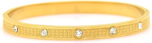 GOLD TROVE Love Bangle Bracelet for Women | Stainless Steel Hypoallergenic Gold Bracelet for Her | Minimalist Round CZ Friendship Bangle for Girlfriend, Wife in Saudi Arabia