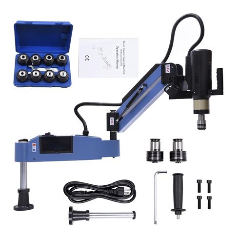 M3-M16 Electric Touch Tapping Machine - Tapper Tapping Arm Uni-versal 360 Degree 8PCS ANSI Collets Included, Servo Motor Tapper Drilling Machine for Machinery Manufacturing Industry, 0-375RPM/min,110V in Kuwait