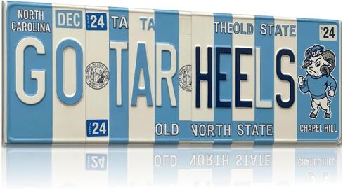 لافتة لوحة ترخيص North Carolina Go Tar Heels - لوحة فنية جدارية معدنية مقاس 16 × 6 بوصة من الألومنيوم - كارولينا أزرق وأبيض - مقاومة للأشعة فوق البنفسجية جاهزة للتعليق - ديكور مرآب غرفة نوم الرجل الكهف in Kuwait