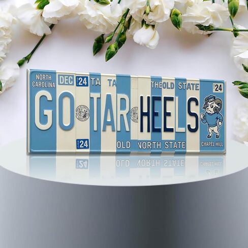 لافتة لوحة ترخيص North Carolina Go Tar Heels - لوحة فنية جدارية معدنية مقاس 16 × 6 بوصة من الألومنيوم - كارولينا أزرق وأبيض - مقاومة للأشعة فوق البنفسجية جاهزة للتعليق - ديكور مرآب غرفة نوم الرجل الكهف in Kuwait