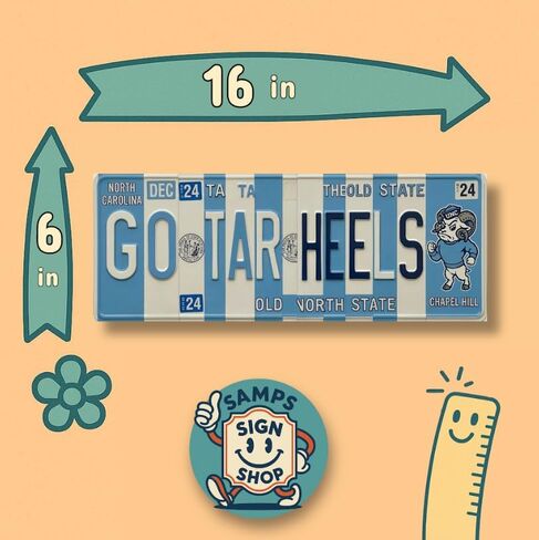 لافتة لوحة ترخيص North Carolina Go Tar Heels - لوحة فنية جدارية معدنية مقاس 16 × 6 بوصة من الألومنيوم - كارولينا أزرق وأبيض - مقاومة للأشعة فوق البنفسجية جاهزة للتعليق - ديكور مرآب غرفة نوم الرجل الكهف in Kuwait