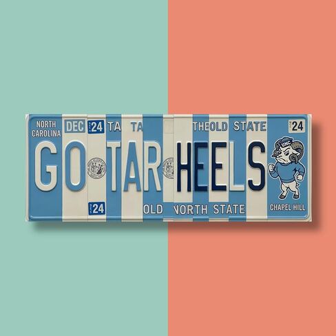 لافتة لوحة ترخيص North Carolina Go Tar Heels - لوحة فنية جدارية معدنية مقاس 16 × 6 بوصة من الألومنيوم - كارولينا أزرق وأبيض - مقاومة للأشعة فوق البنفسجية جاهزة للتعليق - ديكور مرآب غرفة نوم الرجل الكهف in Kuwait
