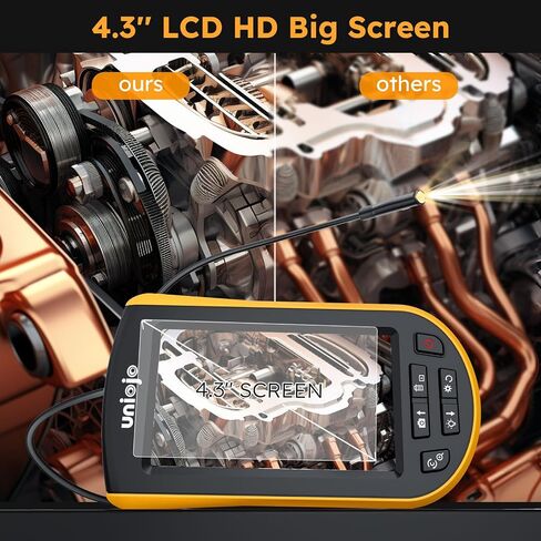 بوريسكوب 5.2 ملم، كاميرا منظار مع ضوء، كاميرا مجاري مقاومة للماء IP67 مع شاشة LCD 4.3 بوصة، دقة 1080 بكسل عالية الدقة مع 8 مصابيح LED، بطاقة 32 جيجابايت، حقيبة حمل، أدوات للرجال وأدوات للرجال in Kuwait