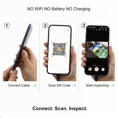 Endoscope Camera with Light for iPhone & Android, 16.4FT Borescope Inspection Camera, 1920×1440 HD Snake Camera for Pipe, Plumbing, Car Repair, Waterproof IP67, 3-in-1 Plug & Play | Waterproof, 3MP Camera, Flexible, With Light, For Pipe Drain Sewer Automo in Kuwait