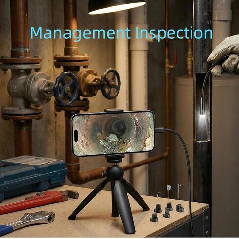Endoscope Camera with Light for iPhone & Android, 16.4FT Borescope Inspection Camera, 1920×1440 HD Snake Camera for Pipe, Plumbing, Car Repair, Waterproof IP67, 3-in-1 Plug & Play | Waterproof, 3MP Camera, Flexible, With Light, For Pipe Drain Sewer Automo in Kuwait
