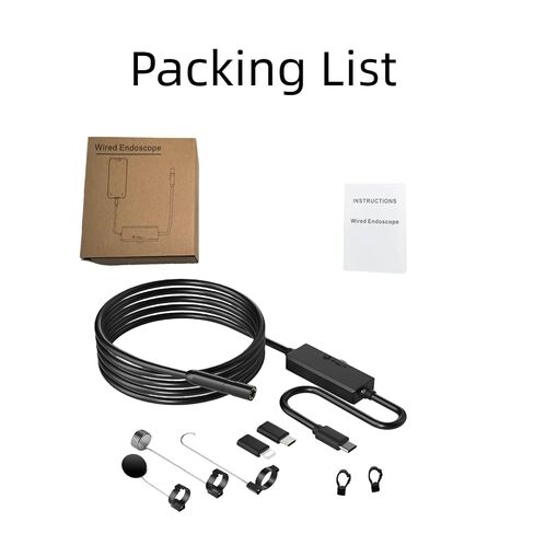 Endoscope Camera with Light for iPhone & Android, 16.4FT Borescope Inspection Camera, 1920×1440 HD Snake Camera for Pipe, Plumbing, Car Repair, Waterproof IP67, 3-in-1 Plug & Play | Waterproof, 3MP Camera, Flexible, With Light, For Pipe Drain Sewer Automo in Kuwait