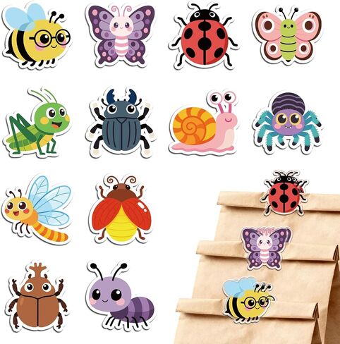 MAYJOYDIY 24 قطعة 12 نمط فراشة النحل الخنفساء الاكريليك رقاقة كليب الجندب اليعسوب الحلزون حقيبة السدادة ختم الإغلاق لطيف العنكبوت النمل خنفساء حقيبة كليب لتخزين المواد الغذائية محكم ختم قبضة in Kuwait