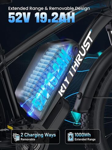 Electric Bike for Adults 2000W Peak 24" Fat Tire All-Terrain E-Bike, 37MPH 70+ Miles Long Range Ebike, 52V 19.2 AH Battery Tested to UL 2849 Electric Bicycle for Mountain Commuter Offroad in Kuwait