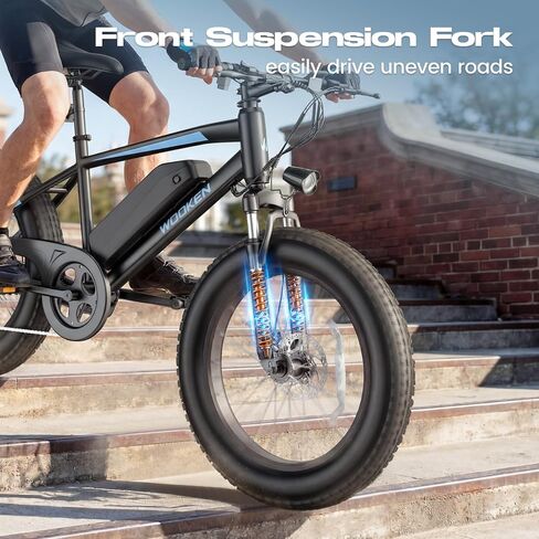 Wooken Electric Bike for Adults, 20"x4.0" Fat Tire Electric Bike, 500W Motor Ebike, 48V 499WH Removable Battery, Up to 45 Miles Electric Bicycle, SGS Certified to UL 2849 in Kuwait