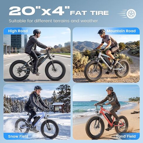 Wooken Electric Bike for Adults, 20"x4.0" Fat Tire Electric Bike, 500W Motor Ebike, 48V 499WH Removable Battery, Up to 45 Miles Electric Bicycle, SGS Certified to UL 2849 in Kuwait