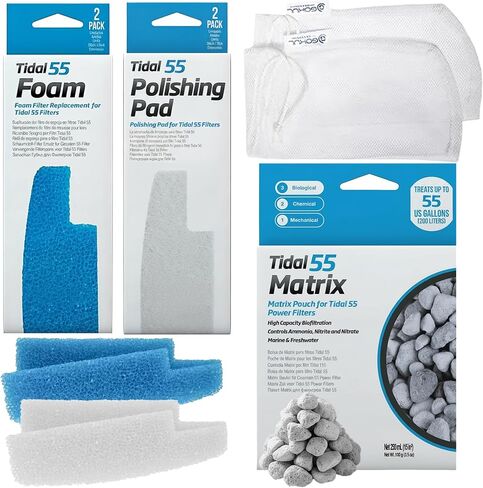 Tidal 55 Filter Maintenance and Replacement Filter Media Kit, Including Gokul Brands Aquarium Filter Media Bags (Tidal 55 Polishing Pads, 55 Foam Filter Sponge, 55 Matrix Bio Media) in Saudi Arabia