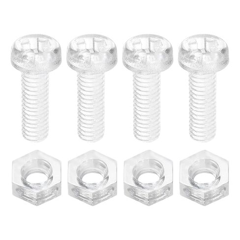 uxcell 50 Sets Clear Acrylic Screws and Nuts Kit, M2.5 x 4mm PC Transparent Round Head Phillips Bolts with Hex Nuts, Bolts and Nuts Kit for Machine Electronic Equipment DIY Crafts in Kuwait
