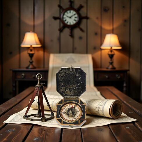 2Pcs Nautical Compass Pirate Captain Costume Halloween Party Cosplay Decoration Deft Design, Costumes, Decortions，Pirate Compass, Bronze Compasses in Kuwait