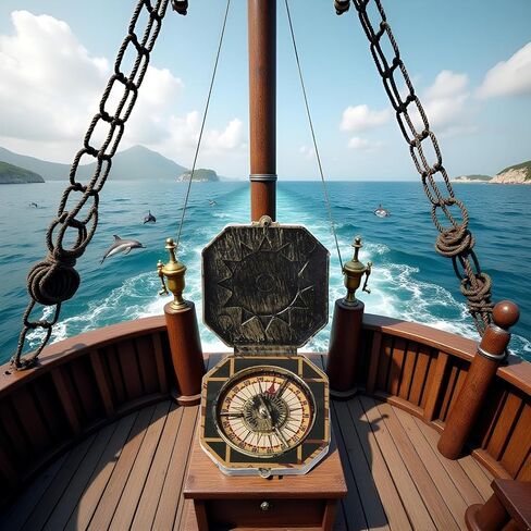 2Pcs Nautical Compass Pirate Captain Costume Halloween Party Cosplay Decoration Deft Design, Costumes, Decortions，Pirate Compass, Bronze Compasses in Kuwait