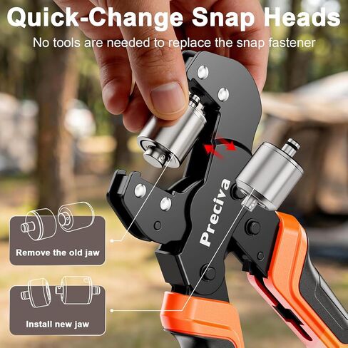 2-Size Grommet Tool Kit with Quick-Change Jaws - 1/4" 3/8" Hole Punch & Eyelet Setter, 400Pcs Gold/Silver Grommets, Ratchet Pliers, No Screwdriver for Jaw Swap, Punch Awl for Fabric Tarpaulin Canvas in Kuwait