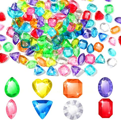 Diving Gems Pool Toys, 120 PCS Small Diamond Gems Pool Toys for Kids Ages 4-8, Colorful Crystal Swimming Gemstones Pools Diving Toy with 2 PCS Organza Bag for Vase Filler Beach Toy Summer Party Favors in Saudi Arabia