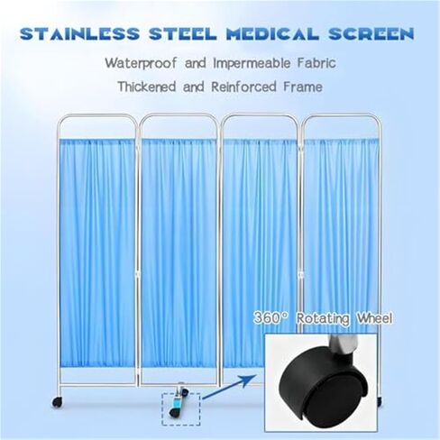 Portable Medical Privacy Screen with Wheels - Foldable Room Divider Waterproof Partition for Hospitals Clinics Bedrooms Salons(6 Panel) in Saudi Arabia