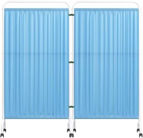 6FT Medical Privacy Screen with Lockable Casters, Foldable Room Divider for Hospitals Clinics Salons - Steel Frame Partition for Bedrooms & Home Offices(2 Light Blue partitions) in Saudi Arabia