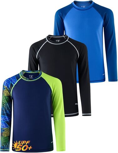 مجموعة 3 قمصان سباحة للأولاد بأكمام طويلة من Liberty Pro بعامل حماية من الأشعة فوق البنفسجية 50+ Rashguard in Kuwait
