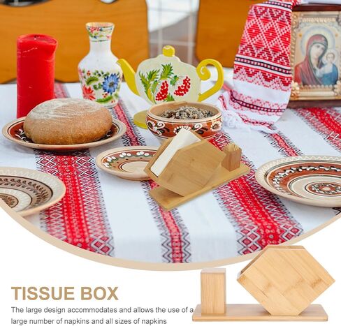 Napkin Holder with Toothpick Box Large Scalloped Tissue Dispenser Stand 13x24cm Desktop Tissue Rack for Restaurant Coffee Shop Tabletop Storage in Kuwait