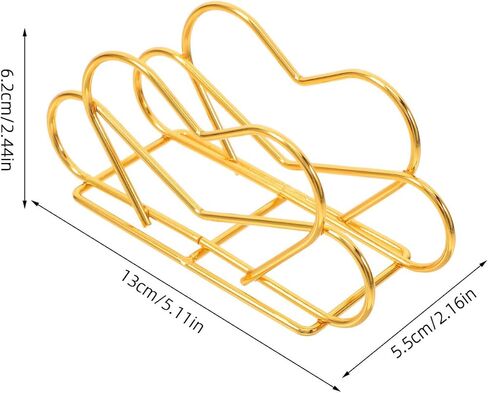 Holibanna 2pcs Heart-shaped Metal Napkin Holder Upright Tissue Dispenser for Dining Table and Restaurant Coffee Shop Paper Towel Storage Rack, Gold Color in Kuwait