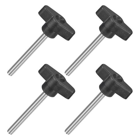 4Pcs Tee Wing Knobs Thumb Screws, M6 x 60mm Clamping Screw Knob Male Thread 304 Stainless Steel T Shaped Thumb Screws Handle 36mm Dia. for Hand Tightening Knob Replacement, Black in Kuwait