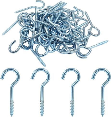 2 Inch Cup Hooks Screw in Heavy Duty, Stainless Steel Round End Screw Hook Self Tapping Screw Hooks Threaded Hook for Ceiling Wood, 50Pcs in Kuwait
