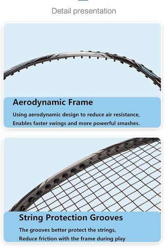 Badminton Racket Set of 2,Conical Non Slip Grip,Full Carbon Fiber Ultra-Light Offensive Student Durable Training Double Racket,with 2 Lightweight Shuttlecocks,1 Carrying Bag in Kuwait