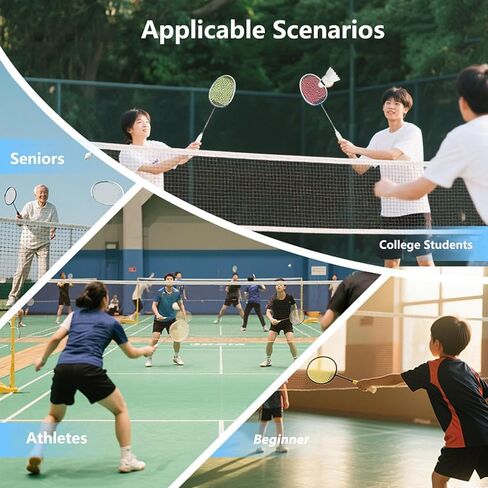 Badminton Racket Set of 2,Conical Non Slip Grip,Full Carbon Fiber Ultra-Light Offensive Student Durable Training Double Racket,with 2 Lightweight Shuttlecocks,1 Carrying Bag in Kuwait