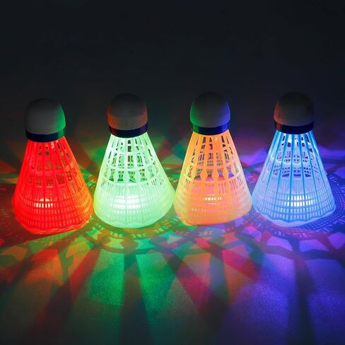 Reespring LED Badminton Birdies 12 PCS, 360 Nylon Glow in The Dark Badminton Shuttlecocks for Backyards Practice, 4 Color Plastic Light Up Birdie Ball Set for Outdoor Indoor Sports Activities in Kuwait