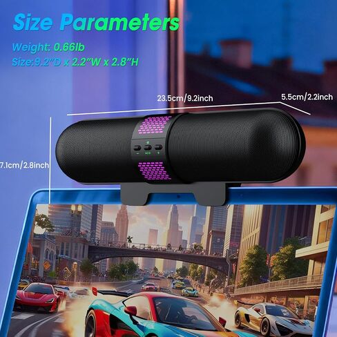 مكبر صوت كمبيوتر BESTISAN، بلوتوث 5.3/اتصال USB A/C سلكي، 6 أوضاع إضاءة RGB، شريط صوت للألعاب للكمبيوتر/الكمبيوتر المحمول/سطح المكتب، محول USB A/C، صوت عالٍ، مشابك سهلة للمراقبة، أدوات تحكم مريحة in Kuwait
