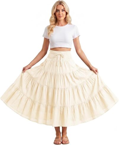 ThePirateDressing Elastic Smocked Waist Boho Renaissance Medieval Peasant Pirate Maxi Skirt in Kuwait