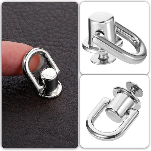 4 PCS D Rings للمحفظة ، أجهزة معدنية قابلة للتدوير 360 درجة ، مسمار برغي مسمار مع محفظة لكمة مصنوعة لوازم Crossbody Conversion Kit Diy Handbag Leather ، Twlar Dog (Gold) in Kuwait