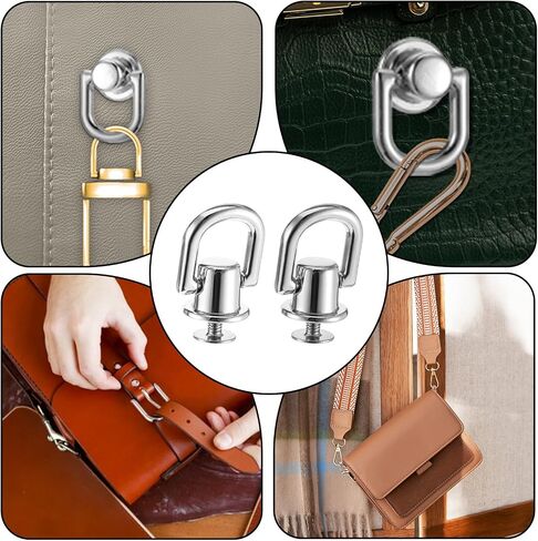 4 PCS D Rings للمحفظة ، أجهزة معدنية قابلة للتدوير 360 درجة ، مسمار برغي مسمار مع محفظة لكمة مصنوعة لوازم Crossbody Conversion Kit Diy Handbag Leather ، Twlar Dog (Gold) in Kuwait