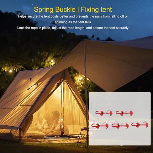 Deck Anchor Pegs, 5 Pack Fishbone Spring Hook Aluminum Alloy & Stainless Steel for Tent Awning on Wooden Planks in Kuwait